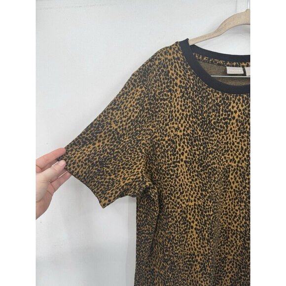 Chicos Animal Print Shirt Women Large Brown Casual Short Sleeve Round Neck Boho - Picture 3 of 6